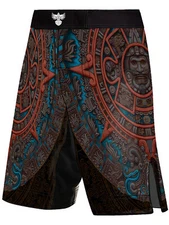 Raven Fightwear Men's Mexica Aztec Calendar MMA Shorts BJJ Black 