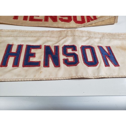 Vintage Henson Embroidered Name Patches Red & Blue Lettering Set of 2 - Picture 3 of 6