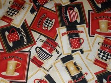 BTY Wilmington COFFEE ALWAYS Coffee Label Print 100 Cotton Quilt Fabric by Yard