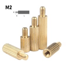 M2 Brass Knurled Round Male-Female Spacers Standoff PCB Pillar Studs Screw Nut