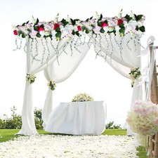 Artificial Silk Flowers Row, 1M Long Artificial Silk 3D Flowers Row Decoration