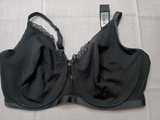 CURVY COUTURE Black Cotton Luxe Unlined Underwire Bra, US 42 H STYLE 1291 NWT