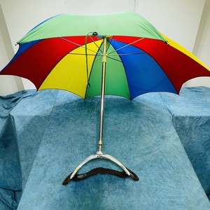 Vtg Tirion Honda Classic Golf Umbrella Shooting Stick Multi Color Leather Seat