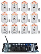 12 Rockville RF WEDGE WHITE RGBWA UV Battery Wireless DMX Up Lights Controller