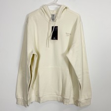 Reebok Identity Logo Fleece Hoodie Mens XL Ivory Sweatshirt Pullover NWT