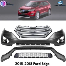 Front Bumper Cover Fascia & Grille Assembly Kit For 2015-2018 Ford Edge