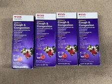 4x Children's  Cough & Congestion Dextromethorphan HBr Cough Suppresant 6.8 Oz.