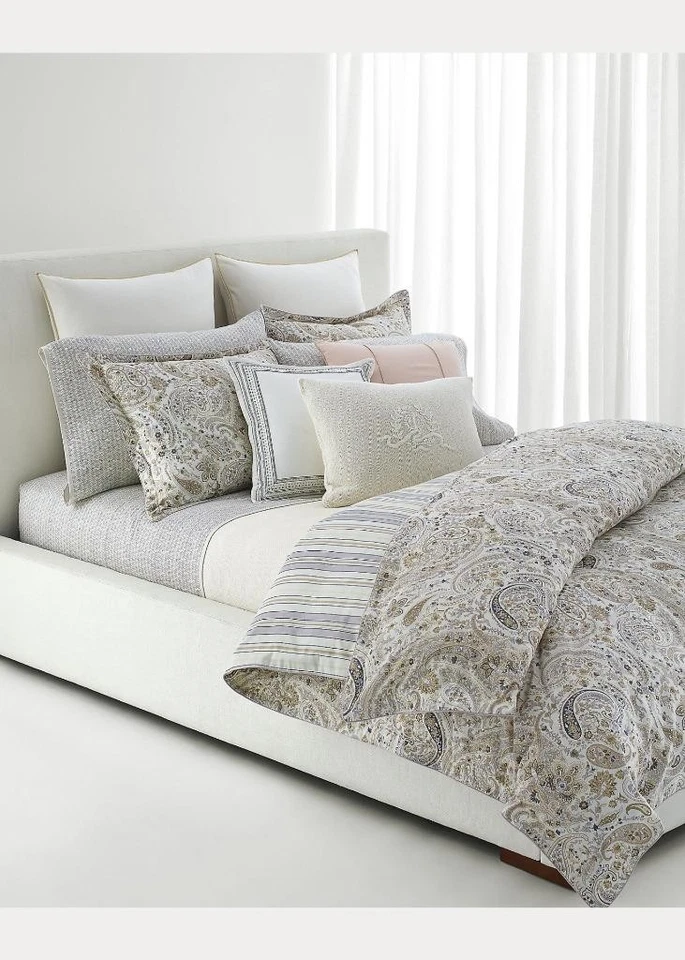 RALPH LAUREN Estella Paisley 3P ПОЛНЫЙ/КОРОЛЕВА ПУХОВОЕ ОДЕЯЛО НАВОЛОЧКИ КОМПЛЕКТ $385 ХЛОПОК САТИН - Изображение 2 из 4