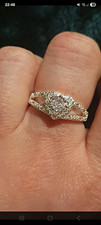 Sterling Silver 925 Halo Twist Ring Round Colourless Moissanite Size P