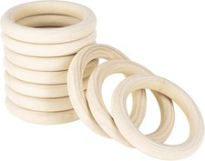 Wooden Rings for Craft, 10Pack 120mm Diameter Unfinished Solid Wood Rings for...