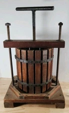 Vintage  Fruit Grape Wine Cider Press Cast Iron & Wood Antique Primative 20” 
