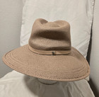 JANESSA LEONE BEIGE STRAW WIDE BRIM FEDORA STYLE HAT SZ M — photo 6