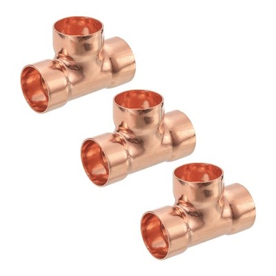 1'' x 1'' x 1'' Copper Tee Pressure Pipe Fitting Connector 3pcs