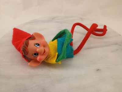 Vintage 1950s 60s Rubber Face Pixie Elf Felt Bendy Legs