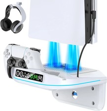 P S5 Wall Mount Kit with Cooling Fan and Charging Station Compatible with PS5/ S