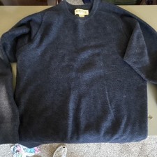 Orvis Men's Blue Knit Crewneck Pullover Sweater 100 Wool Solid Size M