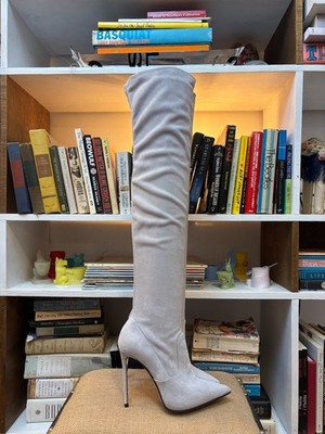 LE SILLA Grey suede EVA THIGH HIGH Boots Stiletto Heel size 36