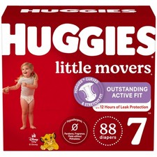 Huggies Size 7 Diapers, Little Movers Baby Diapers, Size 7 41 lbs , 88 Count