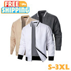 Chaqueta informal con cremallera de manga larga para hombre Abrigo de cuello alto Ropa de calle al aire libre Regalo
