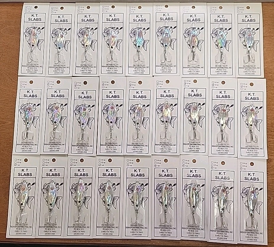 Lot Of 27. K.T. Slabs Fishing Lure. (9) 1/4oz., (9) 1/2 Oz., (9) 1 Oz. Spoons - Image 1