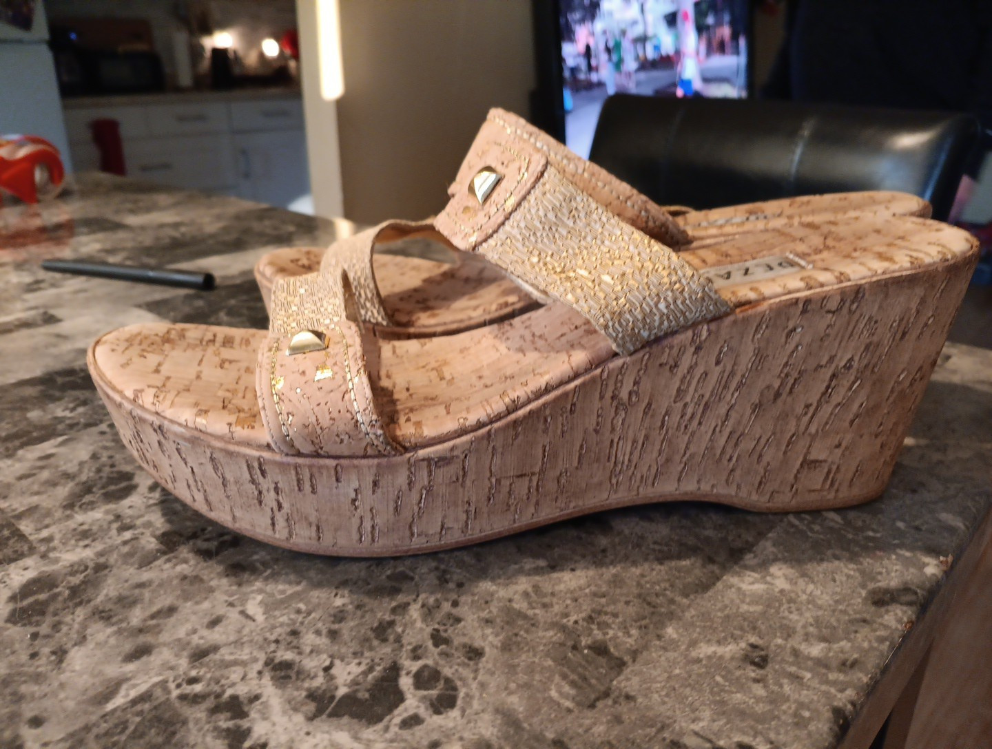 PANTOFOLA D’ORO Sandali da donna con zeppa in sughero Dezario taglia 41 EurW US 9 5W slip on