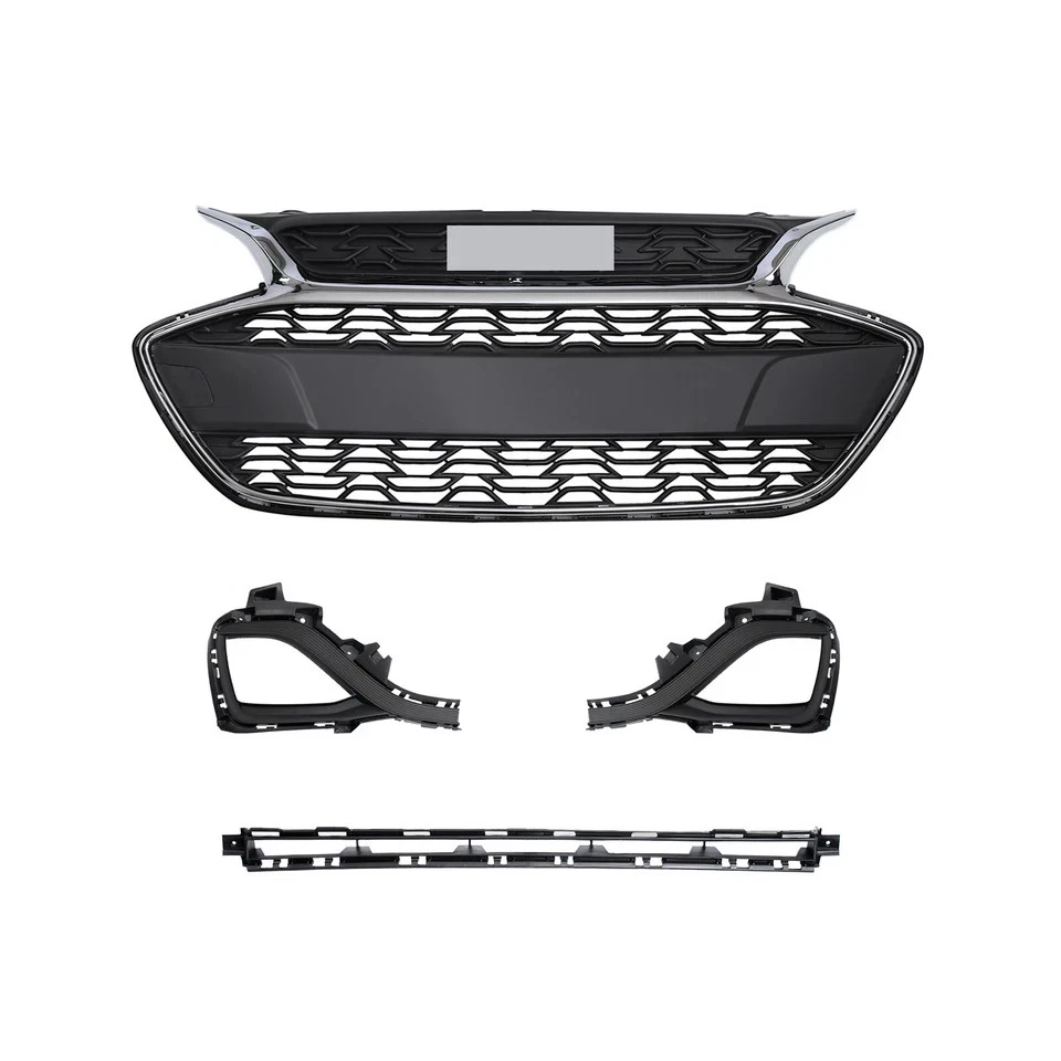 New Front Upper+Lower Grille Assembly For 2019-2022 Chevy Spark Black & Chrome - Imagem 3 de 4