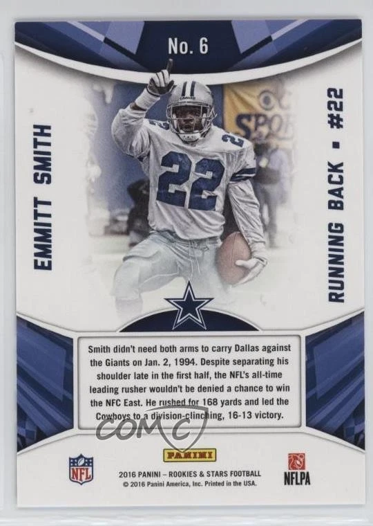 2016 Panini Rookies & Stars Standing Ovation True Blue /49 Emmitt Smith #6 HOF - Image 2 of 2