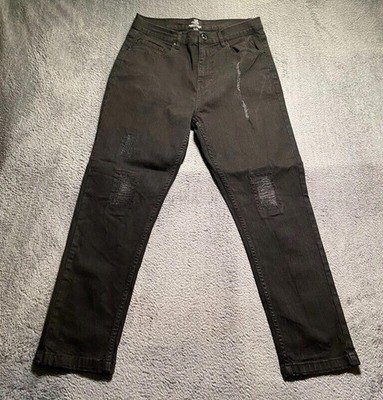 Threadbare Jeans Men's W30 L25 Black Tapered Casual Denim Distressed
