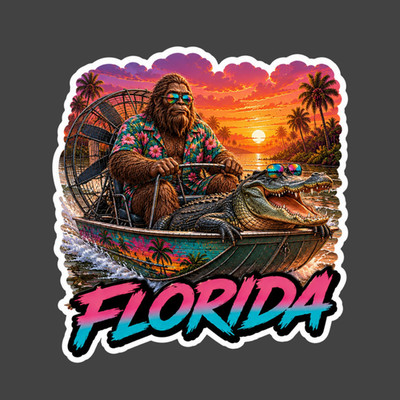 Florida Sticker Vinyl Decal Bigfoot Airboat Alligator Everglades Adventure