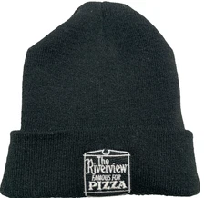 The Riverview Adult Beanie Famous For Pizza Black Logo Cuffed Cap Snowboard Ski