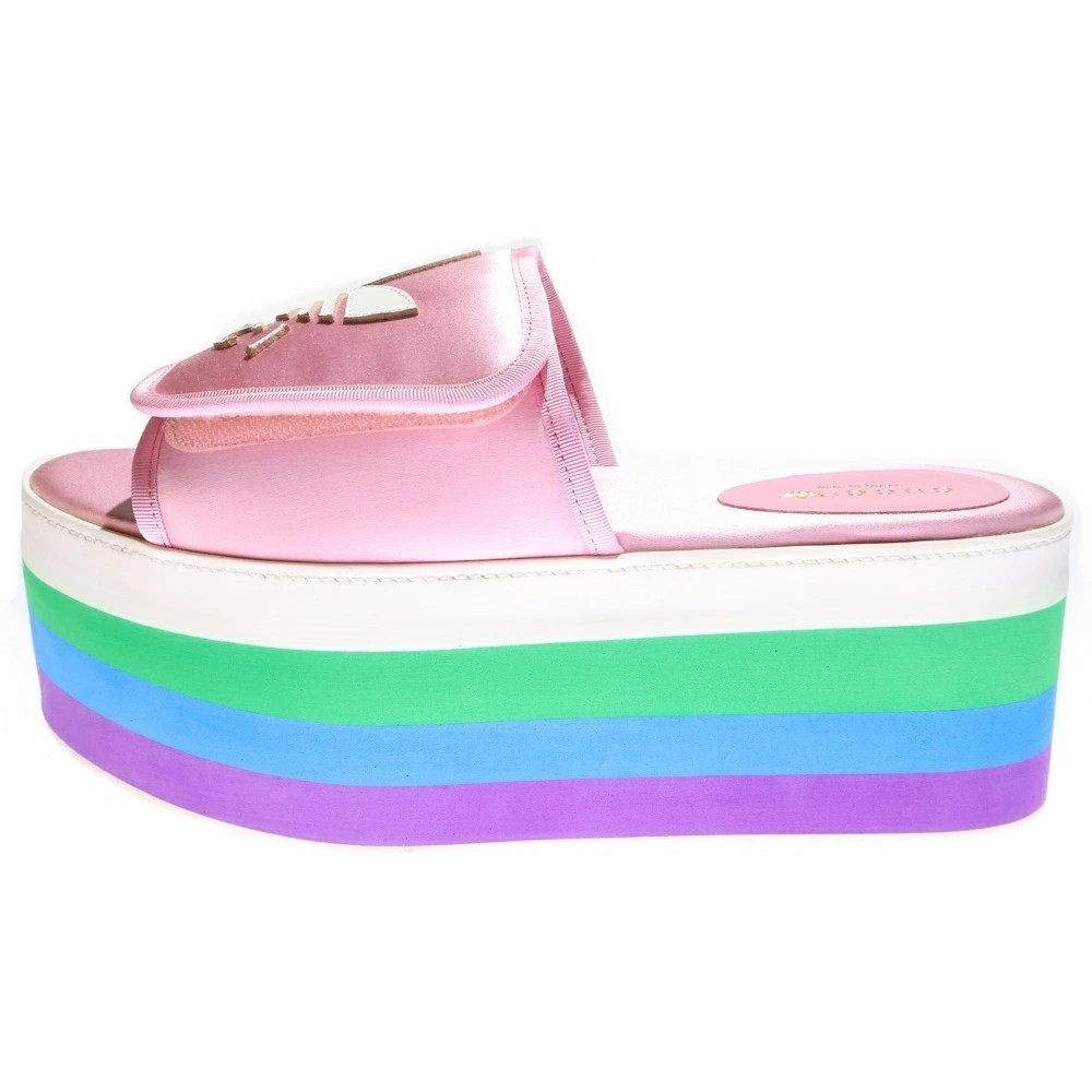 GUCCI Size: 40 1/2 × adidas Adidas Trefoil Logo Leather Patch Silk Satin Multico