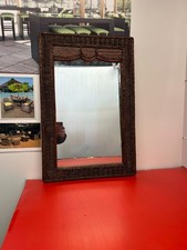 Moroccan Wicker Mirror Handwoven Natural Ratt...