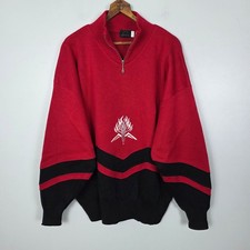 Vintage Bogner 90s Olympics Sports Red Black Wool Blend Pullover Sweater Mens M