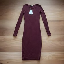 WILFRED Aritzia Women’s S Burgundy L/S Midi Super Stretch Bodycon Lined Dress