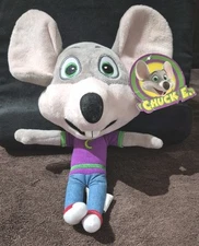 Chuck E Cheese Plush Mouse 12x8 Purple Shirt Jeans~With Tag~2021
