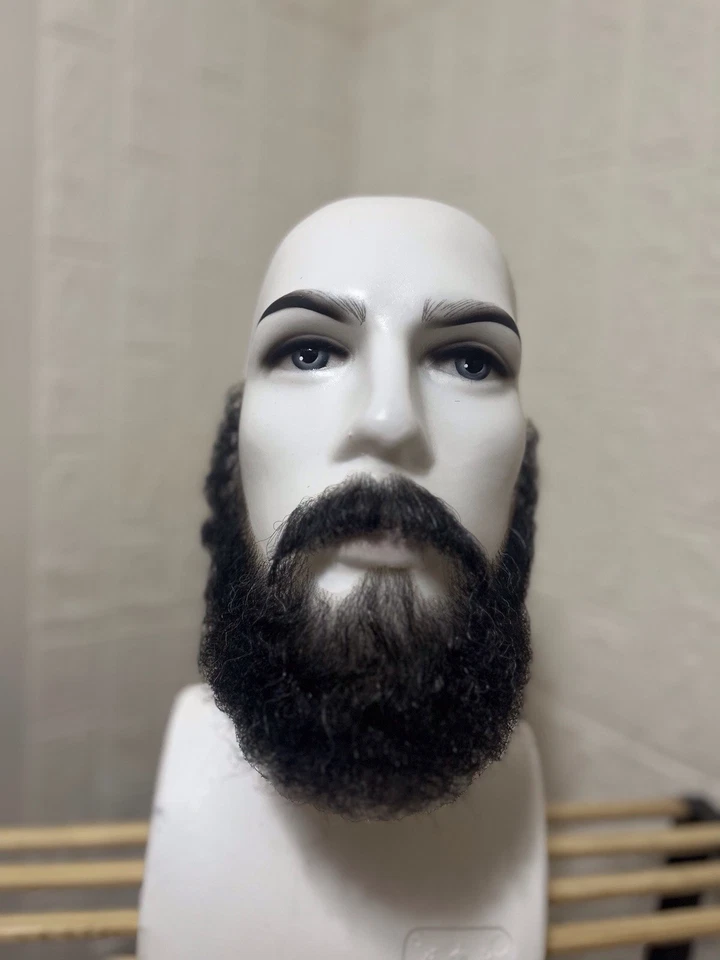 Black Beard and Mustache Set – Real Human Hair – Cosplay & Theatre-Grade - Image 3 of 4