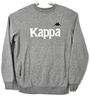 Kappa Sweatshirt Mens Medium Gray Crewneck Fleece Graphic Logo Back Tape Pockets