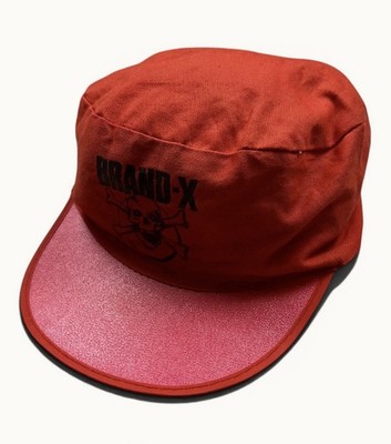 Vintage Brand-X Skateboards Skull Painters Hat 80s USA Red One Size