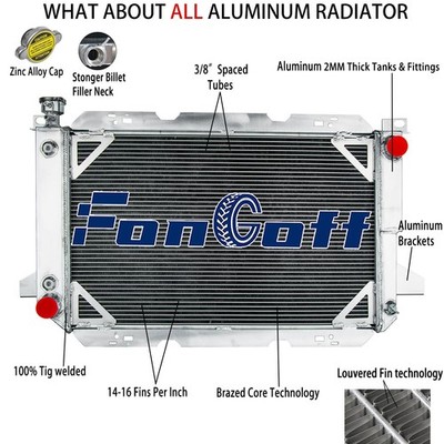 4-Row Aluminum Radiator Fit 1985-1997 Ford F150 F250 F350 Bronco 5.0 5.8 7.5L V8