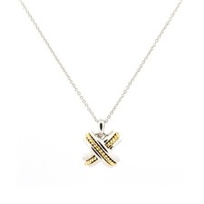 Vintage Tiffany & Co. Signature "X" Cross Pendant Necklace 925 Silver & 18K Gold