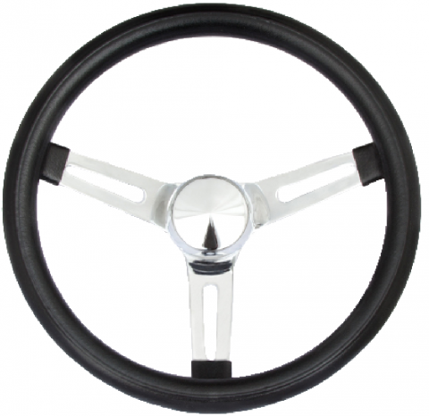 Grant 8546 Classic Series Chrome Slotted Wheel 13 5 In Diameter Black 3-Spoke - Picture 3 of 4