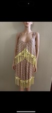 NWT Free People Picnic in the Park Sheer Fringe Tassel Mini Dress size L