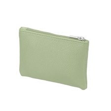 Full Grain Leather Coin Purse, Small Coin Purse with Zipper, 5in Light Green