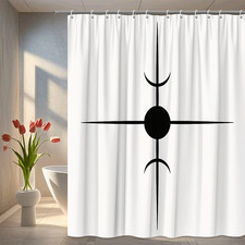 Black and White Geometric Shower Curtain for Modern Bathroom
