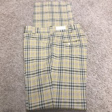 VTG 70s Yellow Plaid Pants 33 Waist Disco Flare Bottoms Heart Marx Dead Stock
