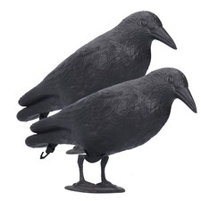 CYTGOUPER Realistic Crow Decoy - Life-Sized Hunting Bait  Halloween Decor 2-Pac
