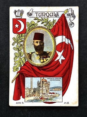 1913 Sultan Mehmed V Ottoman Empire Turkey Flag #15 Card Rare Issue