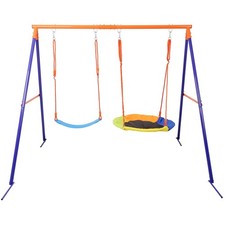 A-Frame Outdoor Swing Set for Backyard - Heavy-Duty Steel Frame, 440 LBS