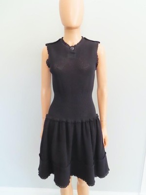 CHANEL Midnight Navy Pique Cotton Sleeveless Fit-to-Flare Dress F 38/US 6