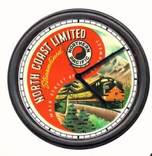 Northern Pacific North Coast Line Retro Railroad Train Conductor Sign Wall Clock